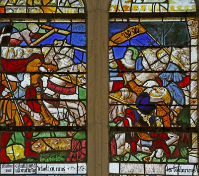 A Maxence elleni harcot ábrázoló Constantine-t ábrázoló ablak alkotó: French School